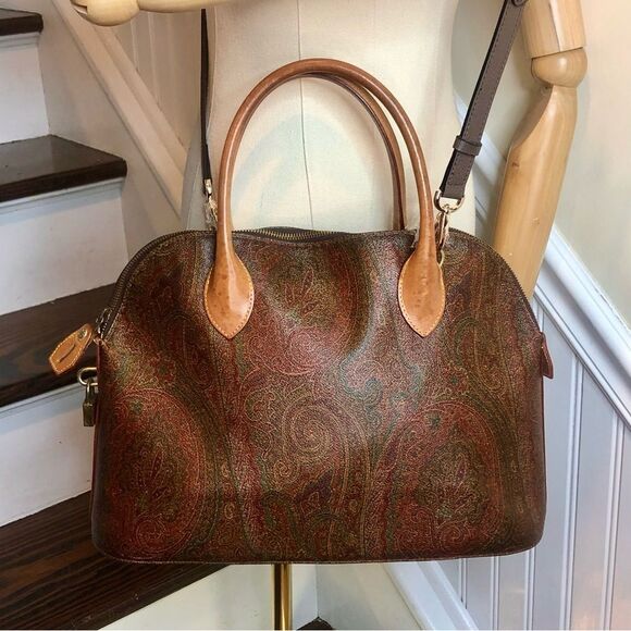 W ETRO MILANO Red Paisley Top Zipper Dome Shaped Hand Bag - Picture 17 of 17